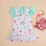 Whimsical Bunny Print Dungaree Set